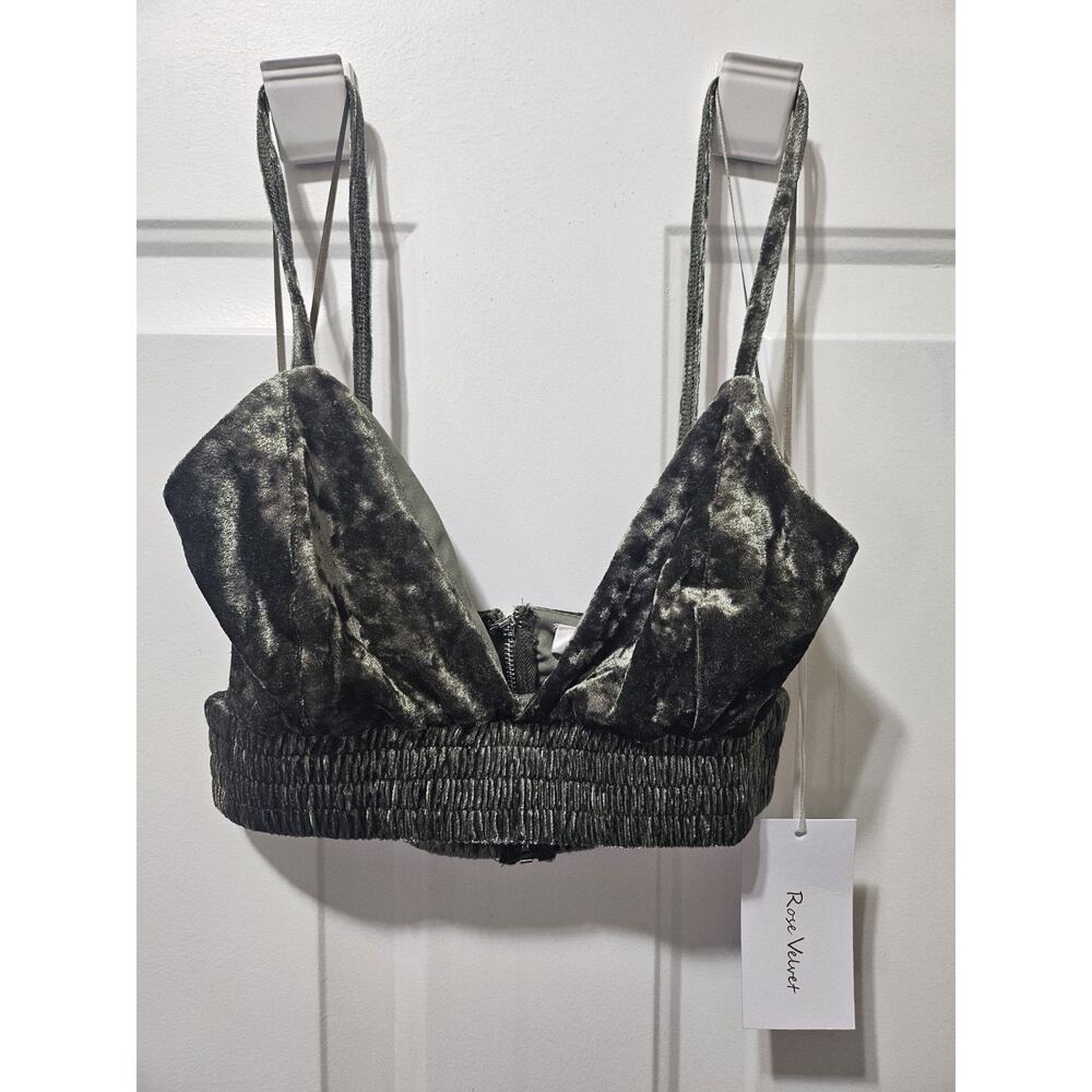 Rose Velvet Olive Velvet Crop Top Cottagecore Fairycore Granny colors festival